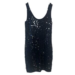 Black Mini Dress Sequin Stretch Sz M